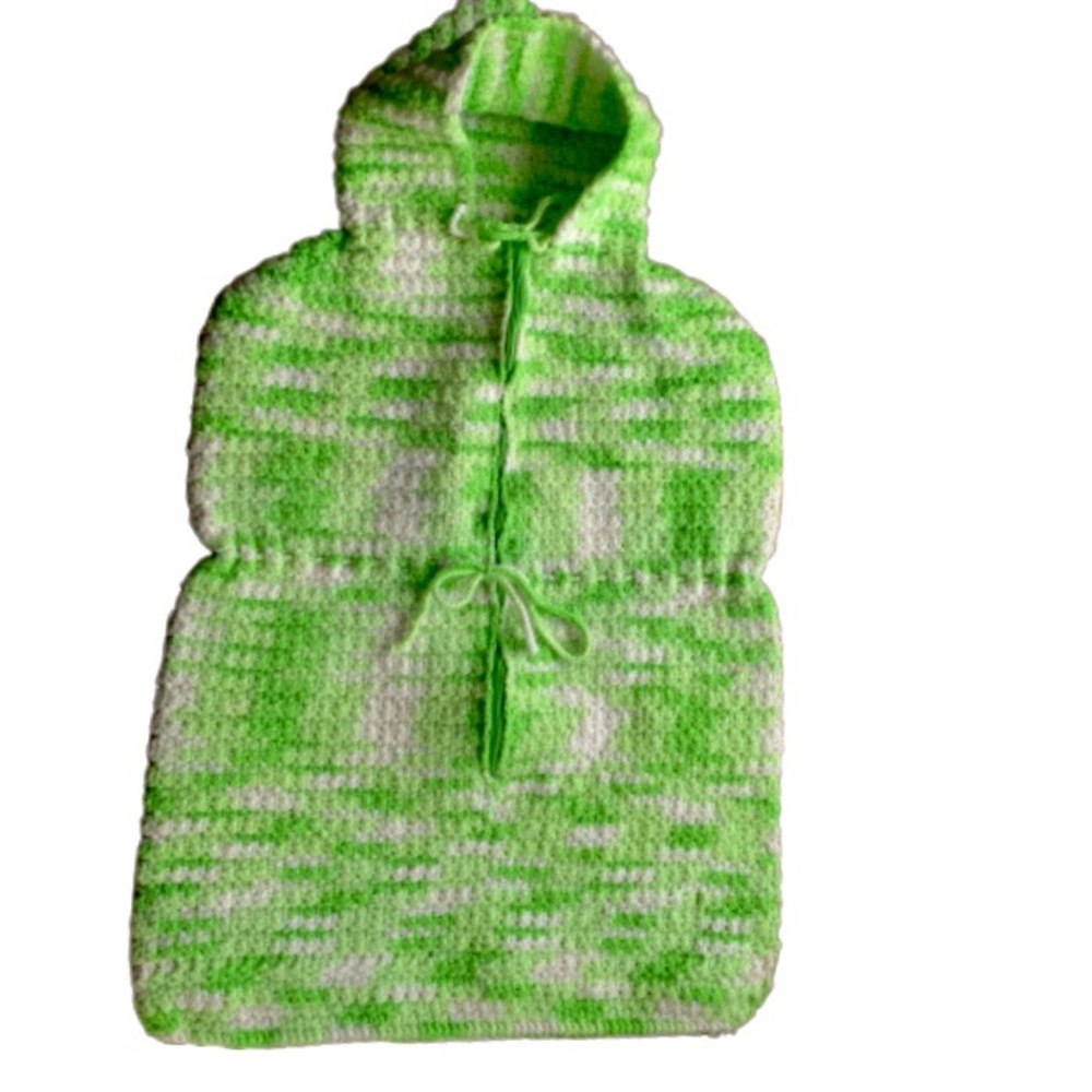 Hand knitted Baby sack homemade green newborn EUC
